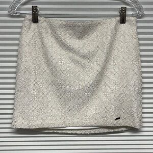 Hollister NWT White and Gold Floral Lace Mini Skirt Size 1